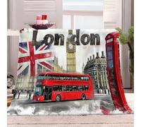 London Cityscape Fluffy Blanket Multicolour Fleece Blanket for Bed Couch and Sofa Soft Fluffy Print Blanket for Outdoor Travel, Bedroom living Room 150x200 cm