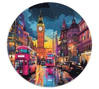 London Cityscape Puzzle 1000 Pieces Jigsaw Circular Jigsaws Adults Kids Puzzles Perfect for Relaxation Whimsical Challenges Extra Fun Unique 1000pcs (67.5x67.5cm)