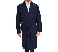 London Classic Shawl Model Wool and Cashmere Dressing Gown for Men, blue, XL