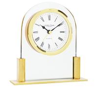 London Clock Glass Arch top Mantel Clock, Gold, 12.5 x 11.5 x 3.5cm