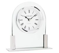 London Clock Glass Arch top Mantel Clock, Silver, 12.5 x 11.5 x 3.5cm