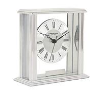 London Clock Silver Flat Top Mantel Clock, 15.5 x 6 x 14.3cm
