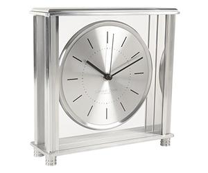 London Clock Square Silver Large Mantel Clock, 20 x 20 x 6cm