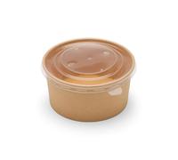 London Coffee Cups 1000ml Round Kraft Recyclable Food Containers with Lids - Takeaway Bowls for Hot/Cold Food - Leakproof Food Containers - Brown Cardboard Packaging Bowl (Round, 1000ml, Case of 100)