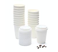 London Coffee Cups 12oz (340ml) Disposable White Paper Coffee Cups with Lids, Double Wall Takeaway Coffee Cups, Sturdy & Leak Proof Disposable Cup, Perfect for Hot/Cold Drinks, Party Drinks (25)