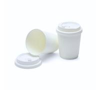 London Coffee Cups 8oz (227ml) Disposable White Paper Coffee Cups with Lids, Double Wall Takeaway Coffee Cups, Sturdy & Leak Proof, Perfect for Hot/Cold Drinks, Party Drinks (8oz, case of 25)