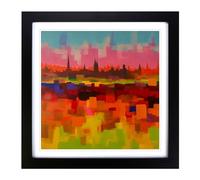London Color Field Painting No.2 Framed Print | 18x18 Inch Black Framed Wall Art | Ready to Hang | Modern Historical Picture | Living Room Bedroom Lounge Office