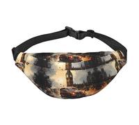 London Color Taxi Boys large waist bag, travel crossbody waist bag, suitable for enjoying sports, running, cycling, travel, fishing