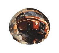 London Color Taxi Print Shower Cap - Reusable, Double Layer, Breathable, Quick-Dry, Perfect for Home, Spa, Hotel, and Travel