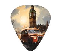 London Color Taxi Printed guitar picks, 12 pieces in 3 different thicknesses, suitable for acoustic guitar, electric guitar and band players