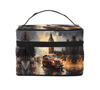 London Color Taxi Women's travel cosmetic bag, (9x6.5x6.2 inches) portable large capacity cosmetic bag, large cosmetic bag storage bag for girls, Black, One Size, Black, One Size