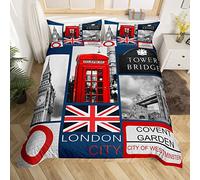 London Comforter Cover Romanic City Building Bedding Set For Teens Boys Big Bent Duvet Cover United Super King Om Tower Bridge Bed Set Red Telephone Booth Union Jack Flag Bedroom Decor Super King
