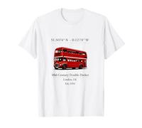 London Coordinates Double Decker Bus - Mid Century Travel T-Shirt