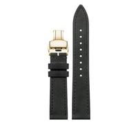 London Craftwork 18mm 19mm 20mm 21mm 22mm 24mm Leather Strap compatible with NOMOS Club, Orion, Tangente, Zurich & Ludwig Series (Black Gold, 18mm)