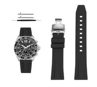 London Craftwork 19/20/21/22mm Quick-release silicone strap for TAG Heuer F1 Gulf Aquaracer Carrera Water Ghost Rubber watch band Bracelet (Black-silver clasp, 22 mm)