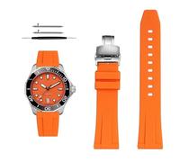 London Craftwork 19/20/21/22mm Quick-release silicone strap for TAG Heuer F1 Gulf Aquaracer Carrera Water Ghost Rubber watch band Bracelet (Orange-silver clasp, 21 mm)
