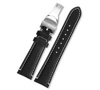 London Craftwork 20mm 22mm Cowhide Leather Strap compatible with Tudor Watches BLACK BAY M79250BA 1958 (Black, 20mm)