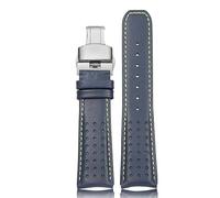 London Craftwork 22mm Genuine Leather Strap for TAG HEUER CARRERA MONACO FORMULA 1 Watch Blue Orange (Navy Blue (yellow stitching))