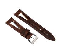 London Craftwork Breathable Sport Waxed Leather Watch Strap for Classic Diver Dress Military Watches 20mm 21mm 22mm 24mm (dark brown, 20mm)