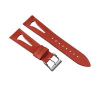 London Craftwork Breathable Sport Waxed Leather Watch Strap for Classic Diver Dress Military Watches 20mm 21mm 22mm 24mm (red, 20mm)