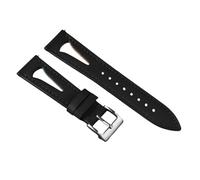 London Craftwork Breathable Sport Waxed Leather Watch Strap for Classic Diver Dress Military Watches 20mm 21mm 22mm 24mm (black, 21mm)