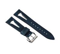 London Craftwork Breathable Sport Waxed Leather Watch Strap for Classic Diver Dress Military Watches 20mm 21mm 22mm 24mm (blue, 22mm)