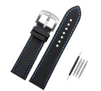 London Craftwork Canvas Strap fit Tag Heuer MONACO CARRERA FORMULA 1 Watch 22mm Butterfly Clasp (Black Blue (silver buckle))