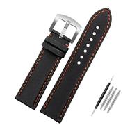 London Craftwork Canvas Strap fit Tag Heuer MONACO CARRERA FORMULA 1 Watch 22mm Butterfly Clasp (Black/Orange (silver buckle))
