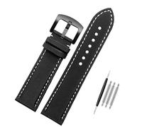 London Craftwork Canvas Strap fit Tag Heuer MONACO CARRERA FORMULA 1 Watch 22mm Butterfly Clasp (Black white (black buckle))