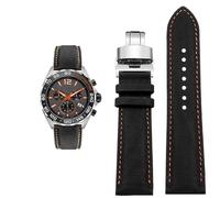London Craftwork Canvas Strap fit Tag Heuer MONACO CARRERA FORMULA 1 Watch 22mm Butterfly Clasp (Black/Orange)