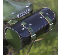 London Craftwork Classic Bicycle Round Tool Bag Genuine Leather Seat Frame Handlebar Black Green roll-bl-Green