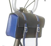 London Craftwork Leather Handlebar Saddle Bag for Brompton in Black/Blue