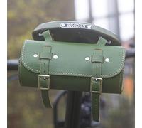 London Craftwork Saddle/Handlebar Round Bag Real Leather Green for Bike Tools ROL-Green