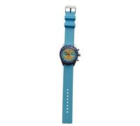 London Craftwork SAN Martin SN0116JS 39MM Racing Watch Quartz 100M Waterproof (Peach/Lite Blue (Light Blue Rubber Strap))