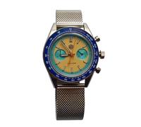 London Craftwork SAN Martin SN0116JS 39MM Racing Watch Quartz 100M Waterproof (Peach/Lite Blue (mesh Bracelet))
