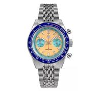 London Craftwork SAN Martin SN0116JS 39MM Racing Watch Quartz 100M Waterproof (Peach/Lite Blue (Steel Bracelet))
