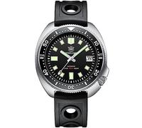 London Craftwork SD1970 Steeldive Captain Willard 6105 Automatic Diver Watch NH35 Movement (Black (Rubber Black Strap))