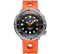 London Craftwork SD1975 Steeldive Tuna 300M Waterproof Automatic Diver Watch NH35 Movement (Black Orange Limited Edition (Rubber Orange Strap))