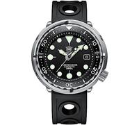 London Craftwork SD1975 Steeldive Tuna 300M Waterproof Automatic Diver Watch NH35 Movement (Black (Rubber Black Strap))