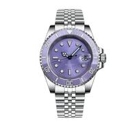 London Craftwork Steeldive SD1953 Diver Watch Ceramic Bezel 41mm Water Resistant NH35 Movement (Purple (Steel Bracelet))