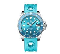 London Craftwork Steeldive SD1953 Diver Watch Ceramic Bezel 41mm Water Resistant NH35 Movement (Turquoise (Rubber Strap))