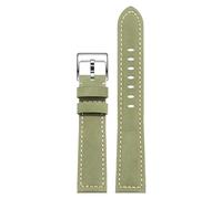 London Craftwork XL Extended Length 140+90mm Leather Strap compatible with Nomos Tudor Hamilton Panerai Omega (green C silver, 22mm)