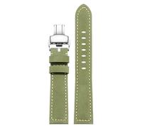 London Craftwork XL Extended Length 140+90mm Leather Strap compatible with Nomos Tudor Hamilton Panerai Omega (green silver, 20mm)