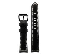 London Craftwork XL Extended Length 140+90mm Leather Strap compatible with Nomos Tudor Hamilton Panerai Omega (black C black, 24mm)