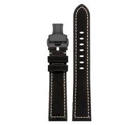 London Craftwork XL Extended Length 140+90mm Leather Strap compatible with Nomos Tudor Hamilton Panerai Omega (black black, 22mm)