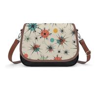 London Crossbody Bags for Women Leather Handbags Travel Purses Shoulder Bags Tote Bag for Daily Use, Atomic Stars Retro Pattern, One Size