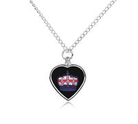 London Crowned UK Flag Custom Cremation Jewelry Urn Necklace for Dog Pet Ashes Heart Memorial Pendant