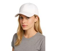 London Design 100% Cotton White Baseball Cap, One Size Adjustable Metal Buckle, Sun Protection Brim,Unstructured
