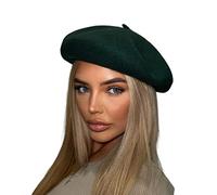 London Design 100% Wool Beret Thick Heavy 75g Plain Colours (Bottle Green)