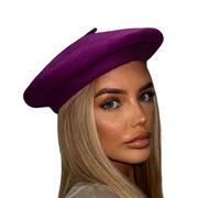 London Design 100% Wool Beret Thicker & Heavier Fabric in Plain Colours (Violet)